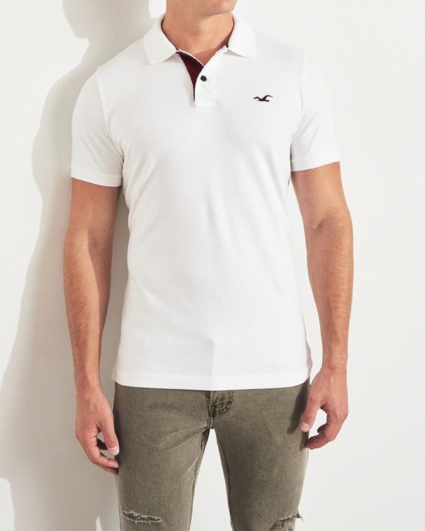 Polo Hollister Uomo Stretch Muscle Fit Bianche Italia (427CTRGE)